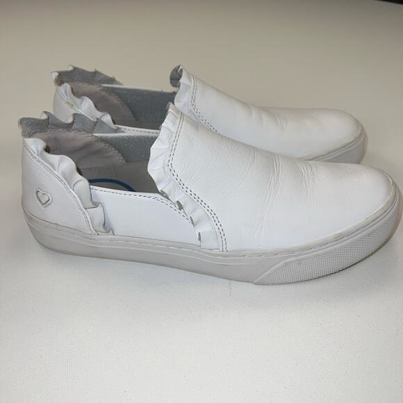 Nurse Mates Align Farrah Ruffle Leather Slip On Sneaker Shoes White Size 8.5 - Picture 5 of 13